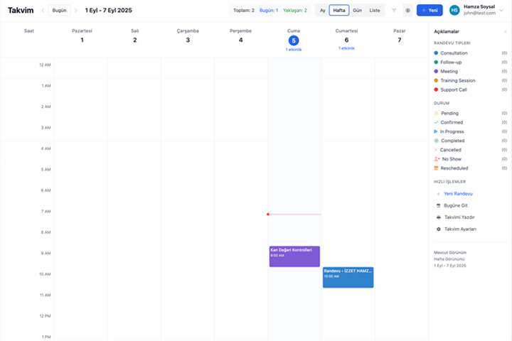 Haftalık Görünüm